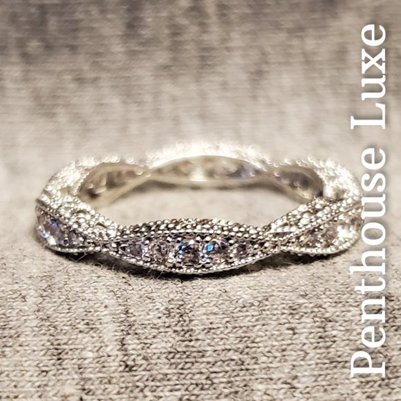 RESTOCKED!! Micro-Pave Sterling Silver Diamond Band - Picture 1 of 6